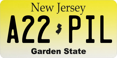 NJ license plate A22PIL