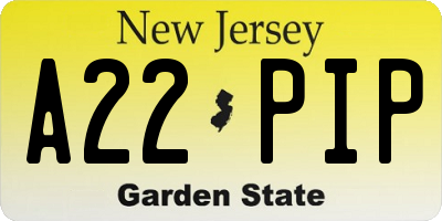 NJ license plate A22PIP