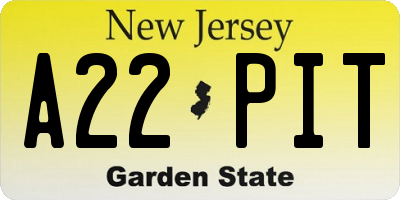 NJ license plate A22PIT