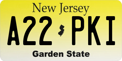 NJ license plate A22PKI