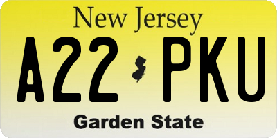 NJ license plate A22PKU