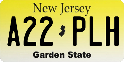 NJ license plate A22PLH