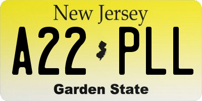 NJ license plate A22PLL