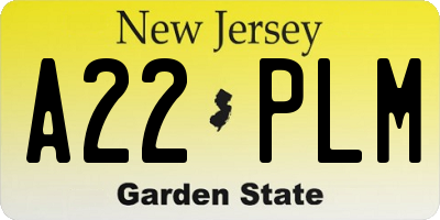 NJ license plate A22PLM