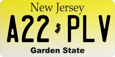 NJ license plate A22PLV