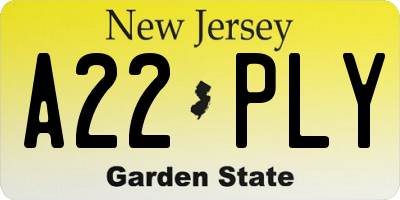 NJ license plate A22PLY