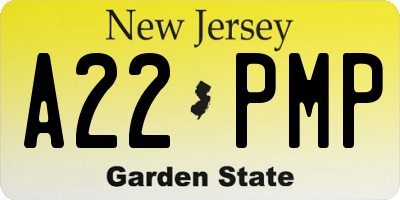 NJ license plate A22PMP