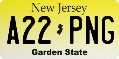 NJ license plate A22PNG