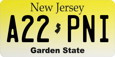 NJ license plate A22PNI