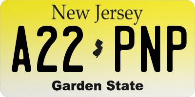 NJ license plate A22PNP