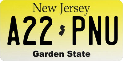 NJ license plate A22PNU