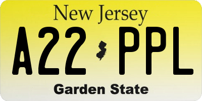 NJ license plate A22PPL