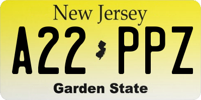 NJ license plate A22PPZ