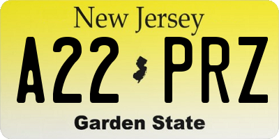NJ license plate A22PRZ