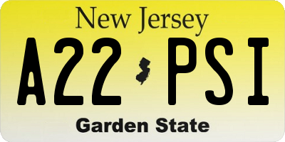NJ license plate A22PSI