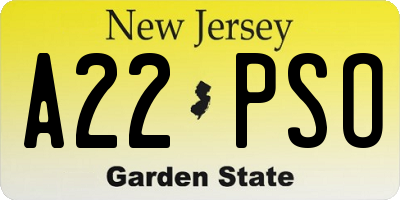 NJ license plate A22PSO