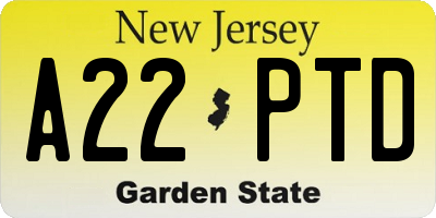 NJ license plate A22PTD