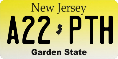 NJ license plate A22PTH
