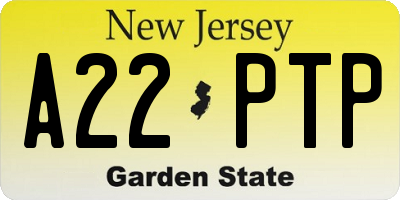 NJ license plate A22PTP