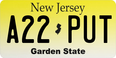 NJ license plate A22PUT