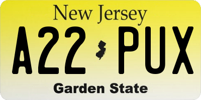 NJ license plate A22PUX