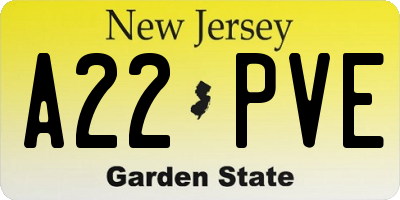 NJ license plate A22PVE