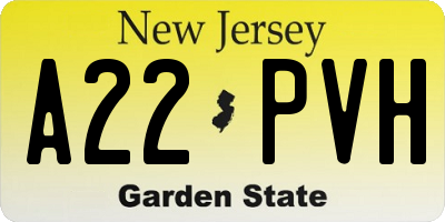 NJ license plate A22PVH