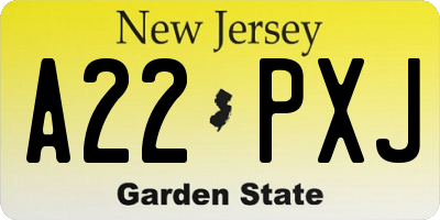 NJ license plate A22PXJ