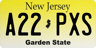 NJ license plate A22PXS