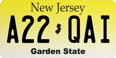 NJ license plate A22QAI