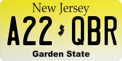 NJ license plate A22QBR