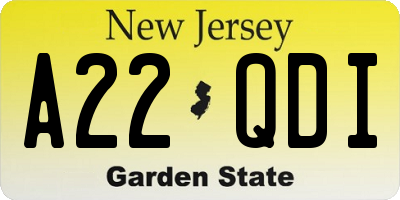 NJ license plate A22QDI