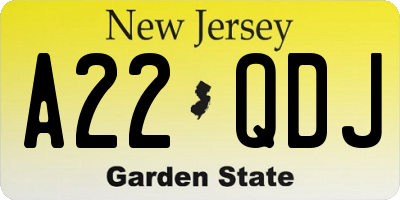 NJ license plate A22QDJ