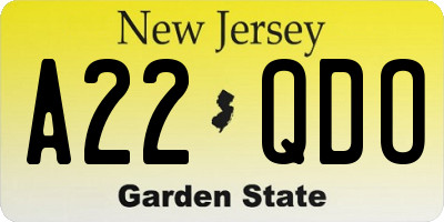 NJ license plate A22QDO