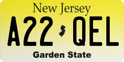 NJ license plate A22QEL