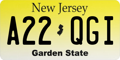 NJ license plate A22QGI