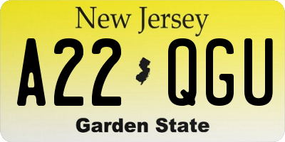 NJ license plate A22QGU