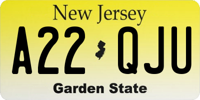 NJ license plate A22QJU
