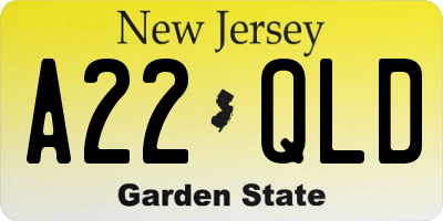 NJ license plate A22QLD