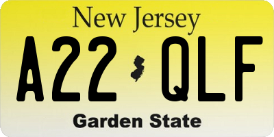 NJ license plate A22QLF