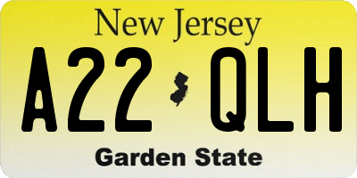 NJ license plate A22QLH