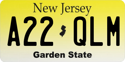 NJ license plate A22QLM