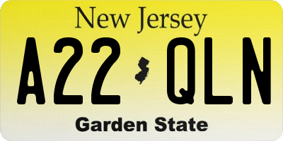 NJ license plate A22QLN