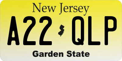 NJ license plate A22QLP