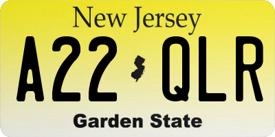 NJ license plate A22QLR