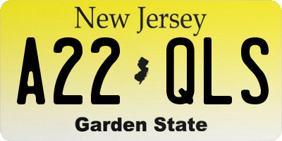NJ license plate A22QLS