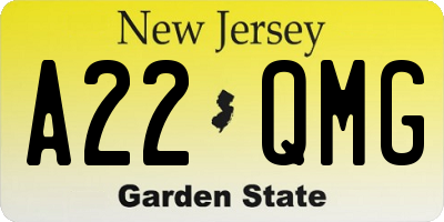 NJ license plate A22QMG