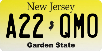 NJ license plate A22QMO