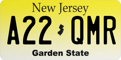 NJ license plate A22QMR
