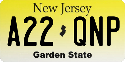 NJ license plate A22QNP